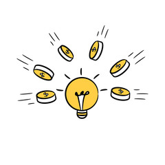 idea bulb magnetize money dollar coins for money attraction concept