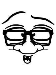 frech gesicht comic cartoon lustig nerd hornbrille lachen geek schlau freak cool verrückt dumm doof