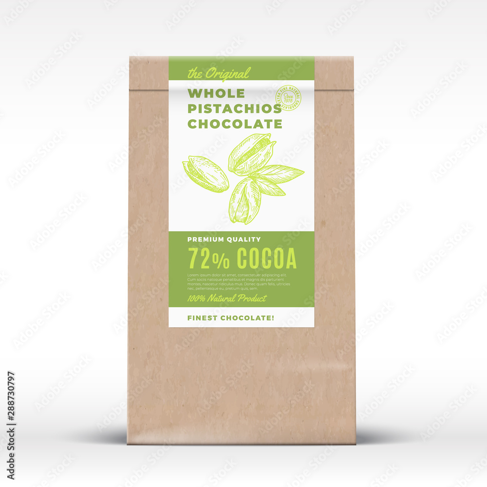 Canvas Prints the original pistachios chocolate. craft paper bag product label. abstract vector packaging design l