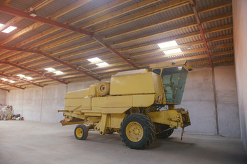 Fototapeta na wymiar combine harvester in the garage