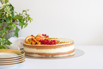 Homemade vanilla birthday cake