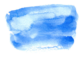 Abstract blue watercolor background hand painted.