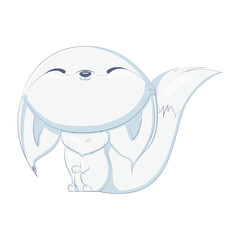 White fox isolated vector clip-art, adorable cartoon character design.