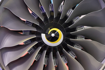 A valve in the big turbine of an airplane