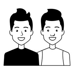 young men friends with urban style characters