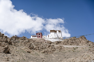 Panoramic view of Lamayuru monastery in Ladakh, India. Lamayuru is a Tibetan Buddhist monastery...