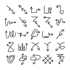 doodle and hand drawn arrow icons set