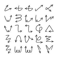 doodle and hand drawn arrow icons set