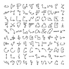 Fototapeta premium doodle and hand drawn arrow icons set