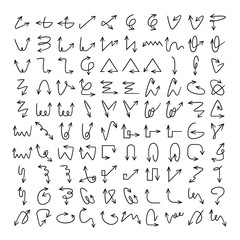 doodle and hand drawn arrow icons set