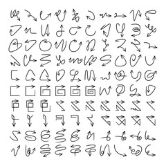doodle and hand drawn arrow icons set