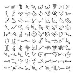 doodle and hand drawn arrow icons set