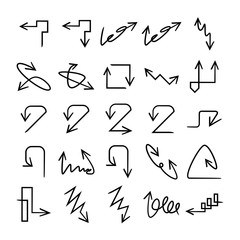 doodle and hand drawn arrow icons set