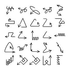 doodle and hand drawn arrow icons set