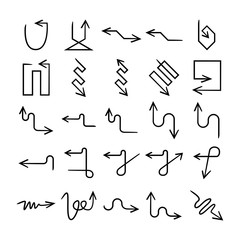 doodle and hand drawn arrow icons set
