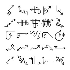 doodle and hand drawn arrow icons set