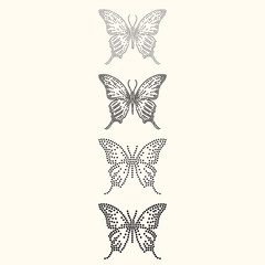 Seven inch wide sized butterfly layout for rhinestone or studs designs
