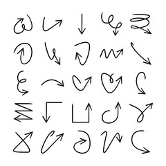 doodle and hand drawn arrow icons set