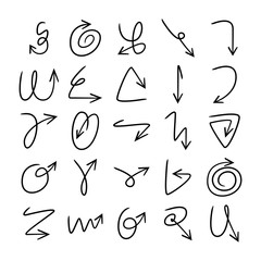 doodle and hand drawn arrow icons set