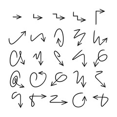 doodle and hand drawn arrow icons set