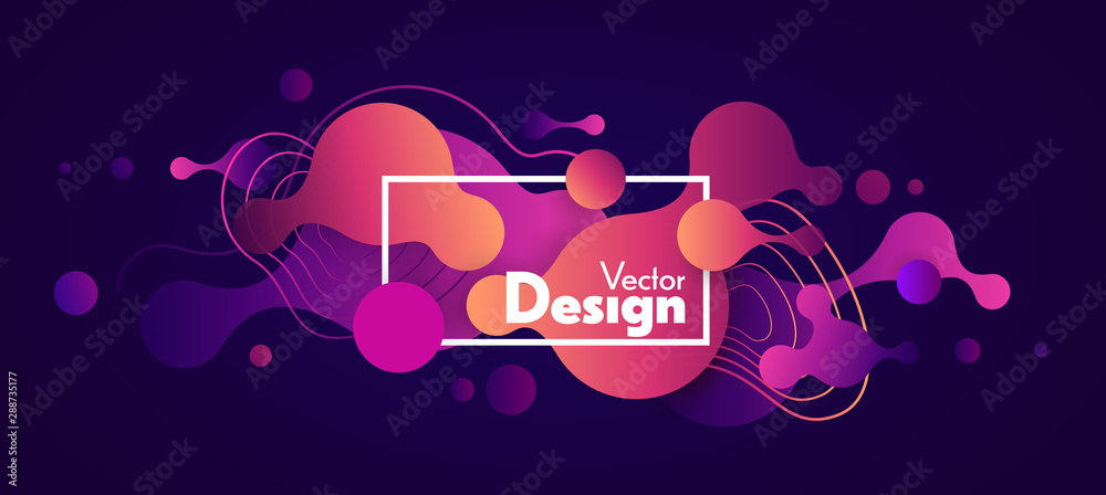 Poster Abstract fluid vector shapes. Wavy forms background. Vector liquid gradient illustration. Trendy design banner.