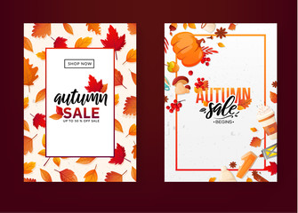 Autumn Fall Season Sale Ad Posters.