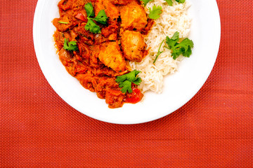 Indian Style Chicken Jalfrezi Curry With Rice