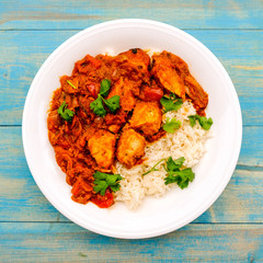 Indian Style Chicken Jalfrezi Curry With Rice