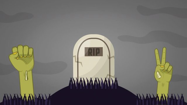 happy halloween celebration with graveyard animation