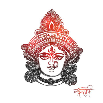 Goddess Durga hand drawn illustration for Happy Durga Puja India - stock  vector 922141 | Crushpixel