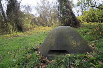 mała kopuła obrerwacyjna poniemieckiego bunkra w lesie  © qrrr