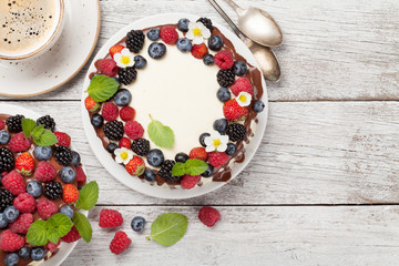 Chocolate cakes with berries