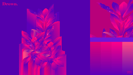 ultra neon violet tropical plants abstract background