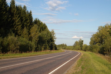 road in the countryside on a summer evening