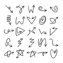 doodle and hand drawn arrow icons set