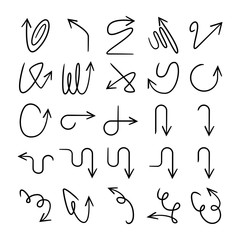 doodle and hand drawn arrow icons set