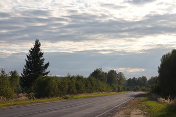 road in the countryside on a summer evening