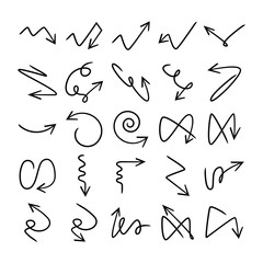 doodle and hand drawn arrow icons set