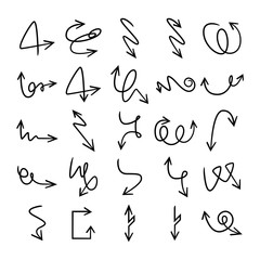 doodle and hand drawn arrow icons set