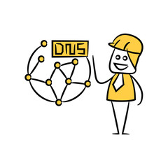 engineer globe server yellow stick figure theme