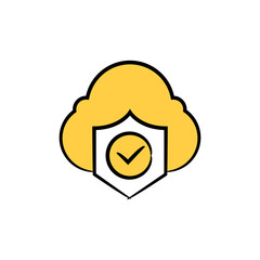 cloud and shield for cloud security concept icon