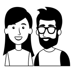 young couple urban style characters