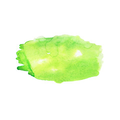 Light green color spot isolated on white background. Hand drawn watercolor illustration.