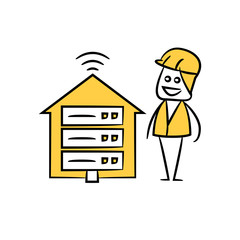 engineer and home router yellow stick figure theme