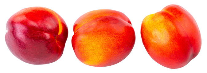 Nectarine fruit isolated on white background. Clipping Path