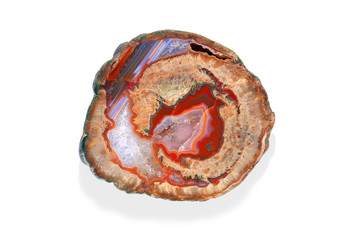 agate rouge tranche de pierre polie brillante