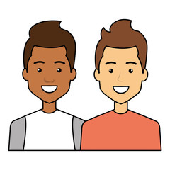 Fototapeta premium young interracial men friends with urban style characters