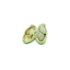 Organic peanuts in a shell, placed on a white background, close-up peanuts