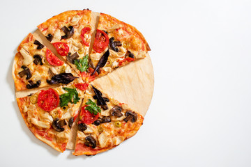 Italian pizza on white background