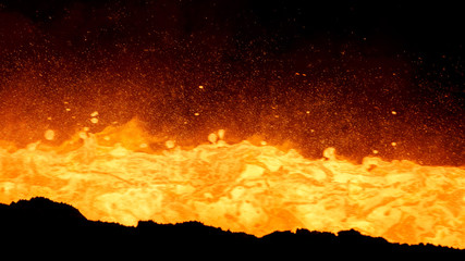 molten iron flows out of the blast furnace